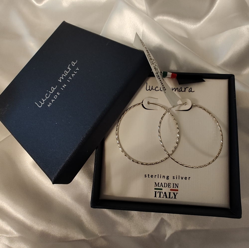 Lucia Maria Sterling Italian New In Box Sterling Silver Hoop Earrings